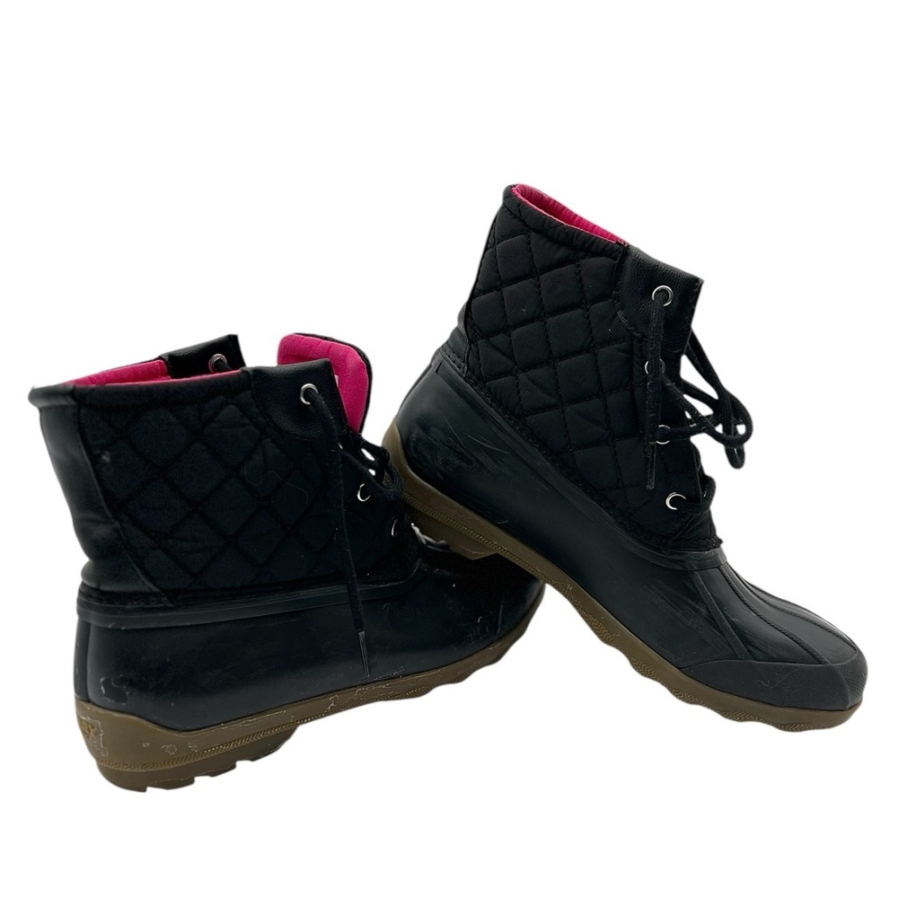 Sperry Quilted Black Port Lace Duck Boots Size 6M